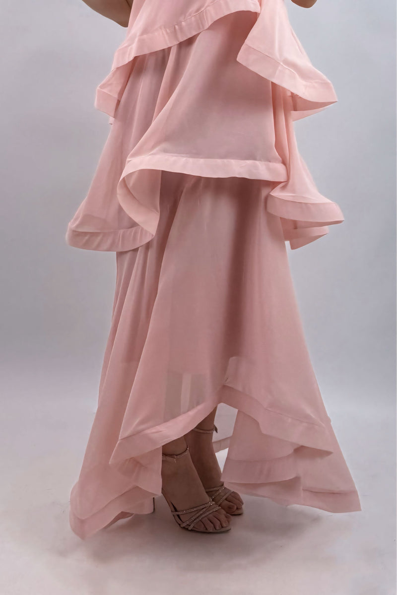 Vestido Largo Olanes Rosa