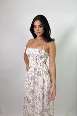 Vestido Midi Floreado Rosa