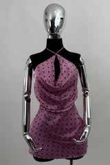 Vestido Satinado Polka Dots Rosa