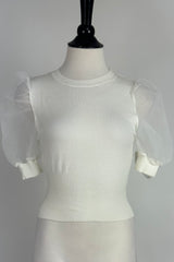 Blusa Blanca Con Mangas Bombachas