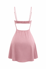 Vestido Corto Satinado Rosa
