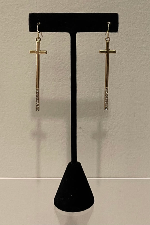 Aretes Rhinestone Cross Golden