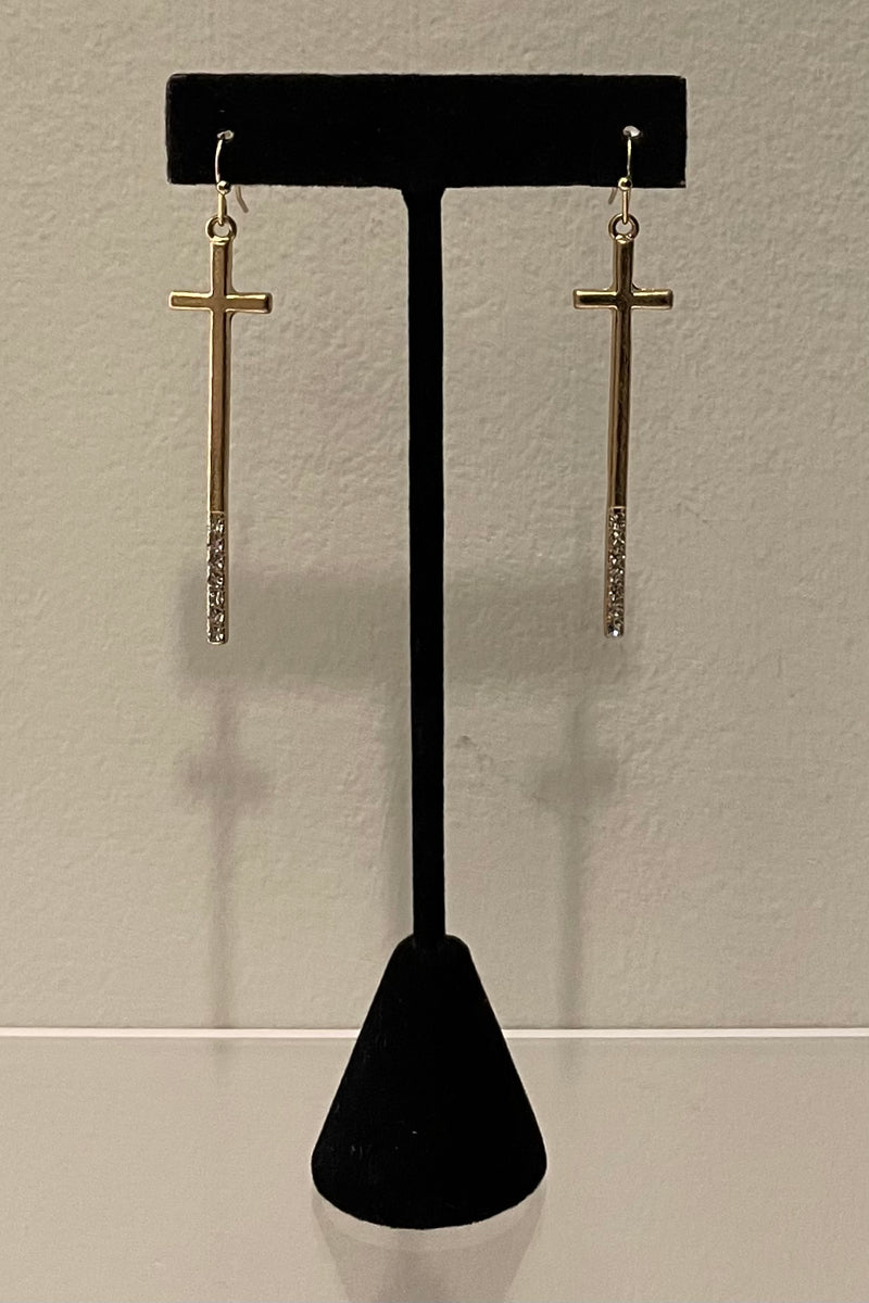 Aretes Rhinestone Cross Golden