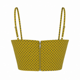 Crop Top Amarillo con Lunares Azules