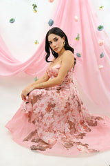 Vestido Midi Floreado Rosa