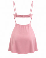 Vestido Corto Satinado Rosa
