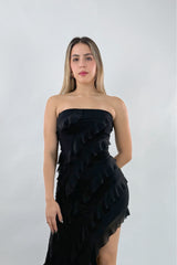 Vestido Strapless Largo Negro