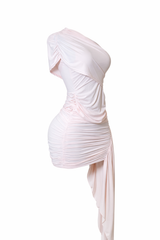 Vestido Ruched Asimetrico Rosa