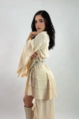 Vestido Olanes Manga Larga Beige