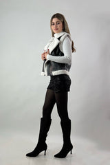 Chaleco Vinipiel Faux Fur Negro