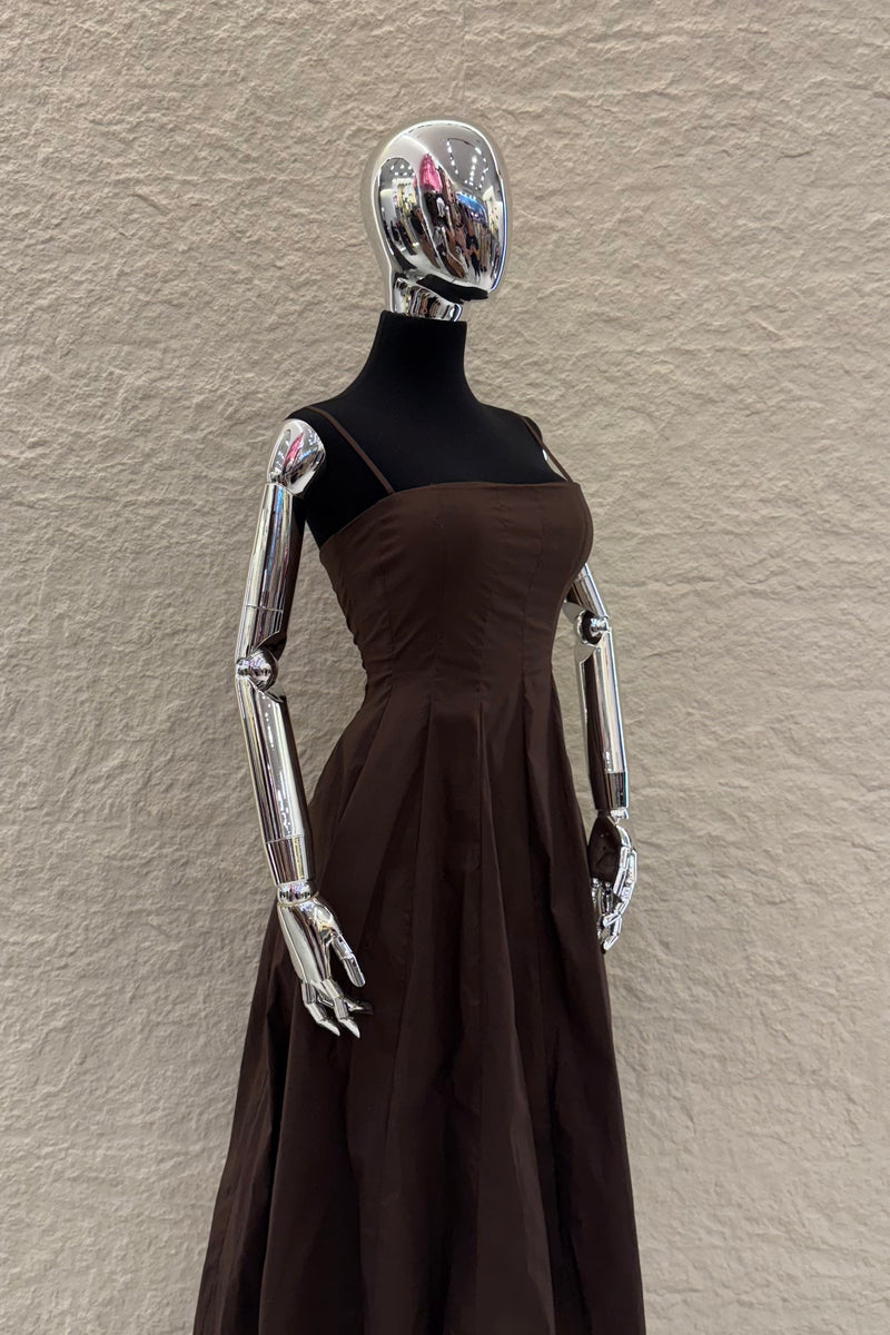 Vestido Midi Square Neck Chocolate