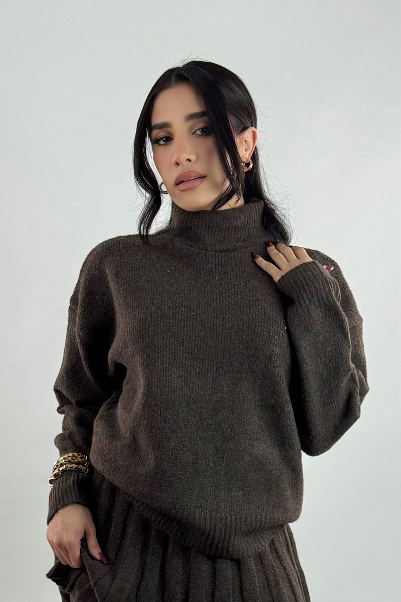 Set Sweater y Falda Cafe