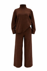 Set Blusa y Pantalon Oversize Tela Sweater Cafe