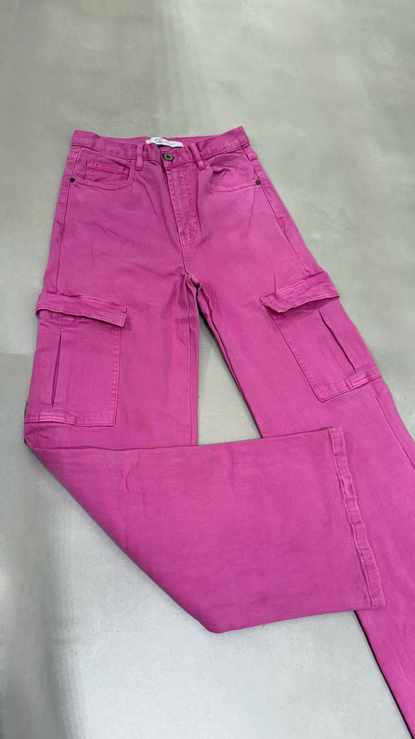 Pantalon Straight Leg Cargo Fuchsia