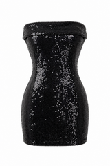 Vestido Strapple Lentejuela Negro