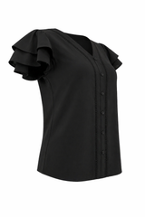 Blusa Olgada Manga Corta Negra