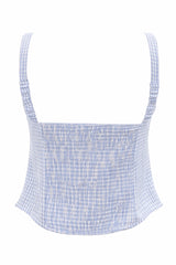 Crop Top Gingham Azul