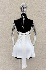 Vestido Halter Satinado Blanco