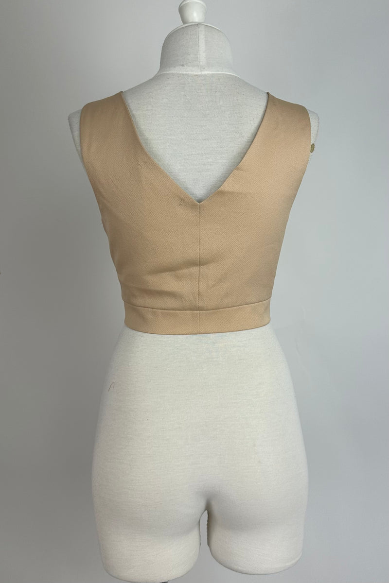 Blusa Croptop V Beige