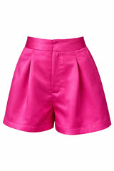Short Satinado A La Cintura Rosa