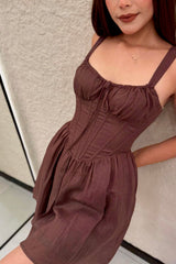 Vestido Corto Corset Cafe