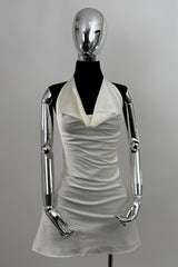 Vestido Satinado Halter Ivory