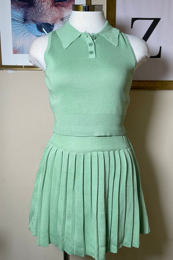 Set de Falda Plisada Polo Corto Menta