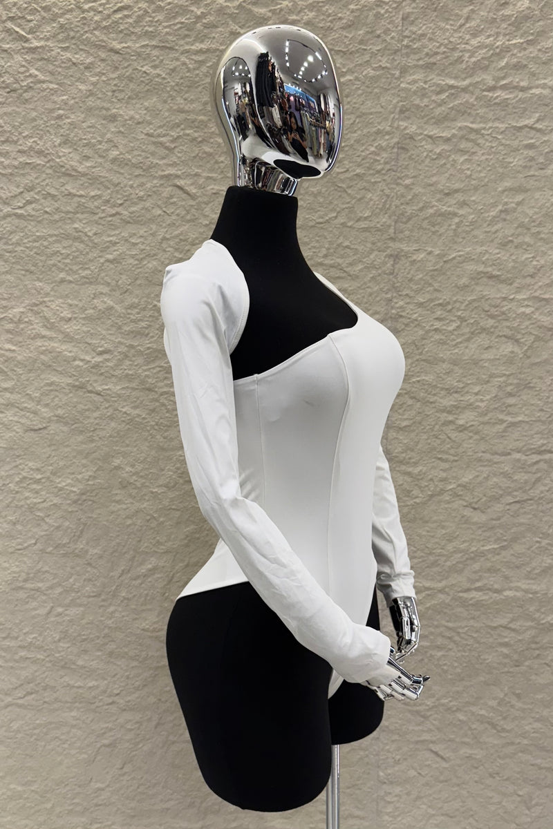 Pantiblusa Asimetrica Manga Larga Blanco