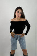 Biker Rhinestone Denim