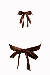 Crop Top Halter Satinado Cafe