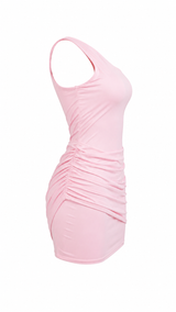 Vestido One Shoulder Ruched Rosa