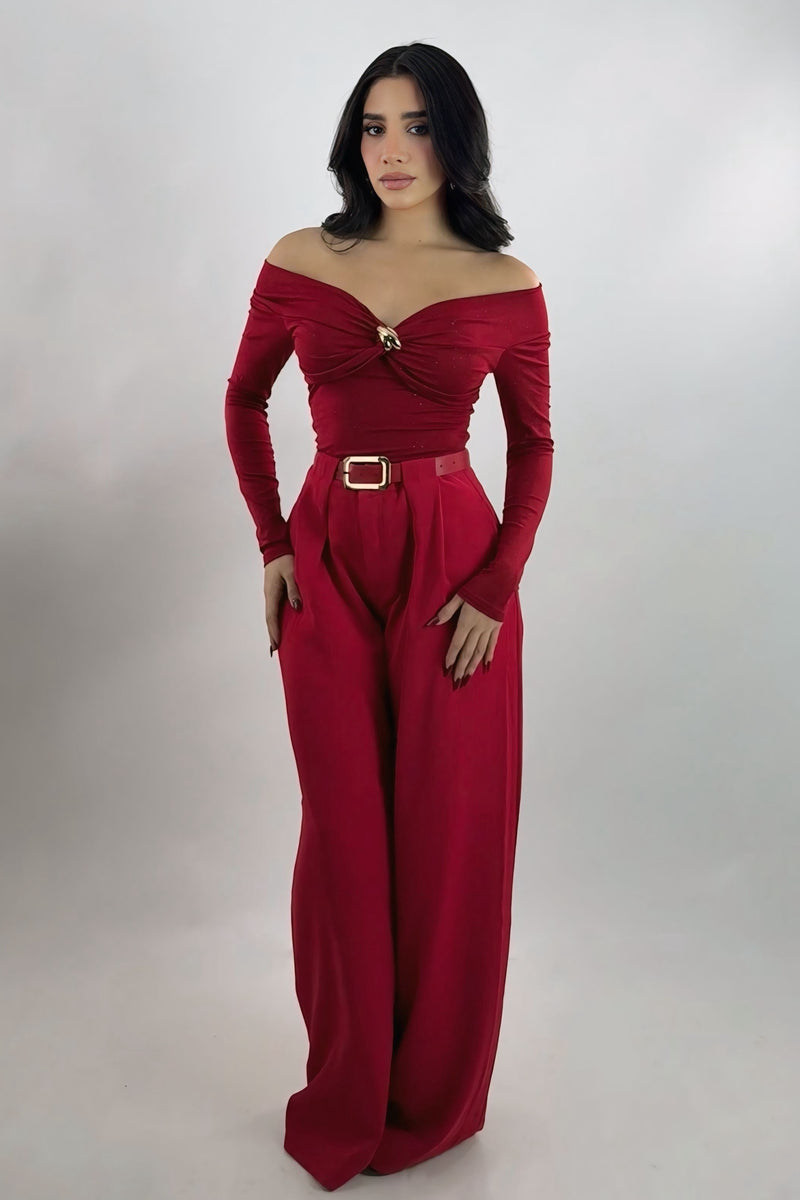 Pantalon Acampanado Rojo