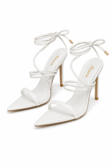Zapatilla Con Tiras Abierta Punta Puntiaguna Blanca