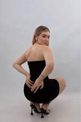 Vestido Strapples Rhinestone Negro