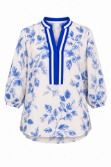 Blusa Print Flores Azul