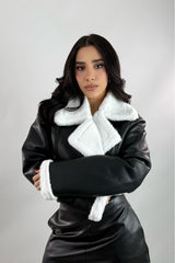 Jacket Vinipiel Fox Fur Negra