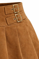 Falda Velvet Doble Hebilla Camel