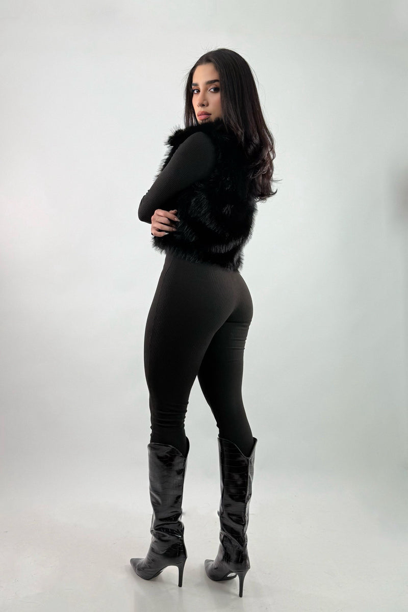Chaleco Fox Fur Negro