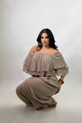 Set Top y Pantalon Olgado Cafe