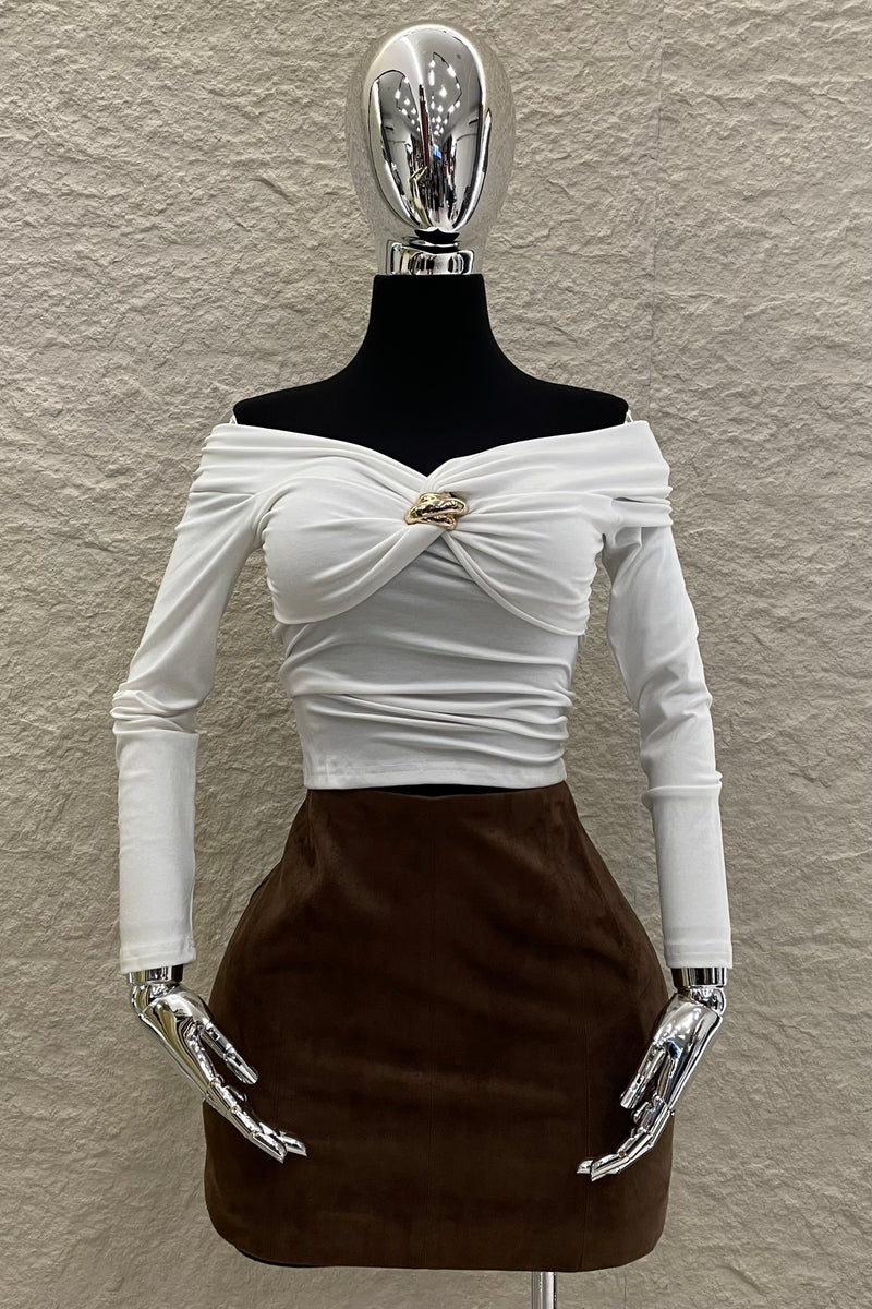 Falda Corta Velvet Espresso