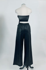 Pantalon Con Rayas Blancas Vinipiel Negro