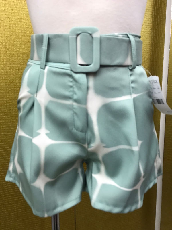 Short Satinado Con Cinto Aqua