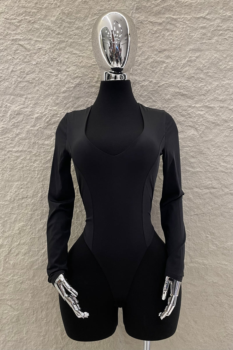 Pantiblusa Cuello V Manga Larga Negro