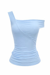 Blusa Asimetrica Ruched Azul