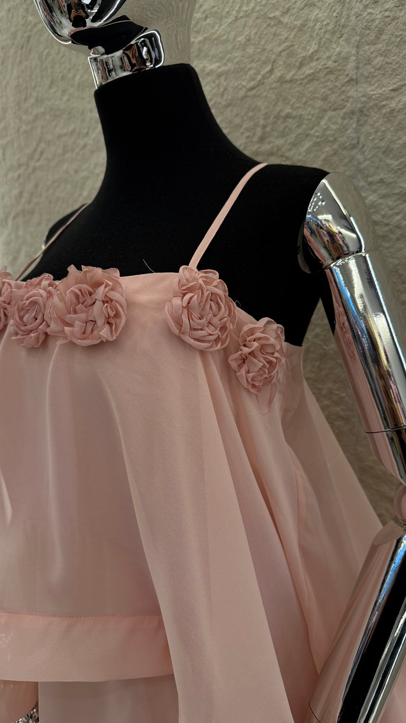 Vestido Largo Olanes Rosa