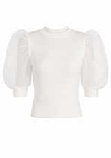 Blusa Blanca Con Mangas Bombachas