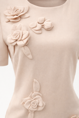 Vestido Suelto App de Flores Beige