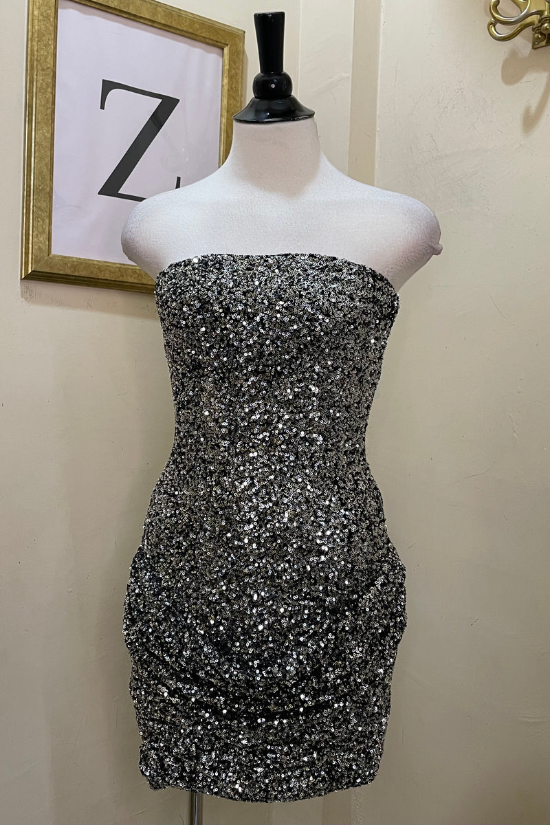 Vestido Strapple Lentejuela Silver