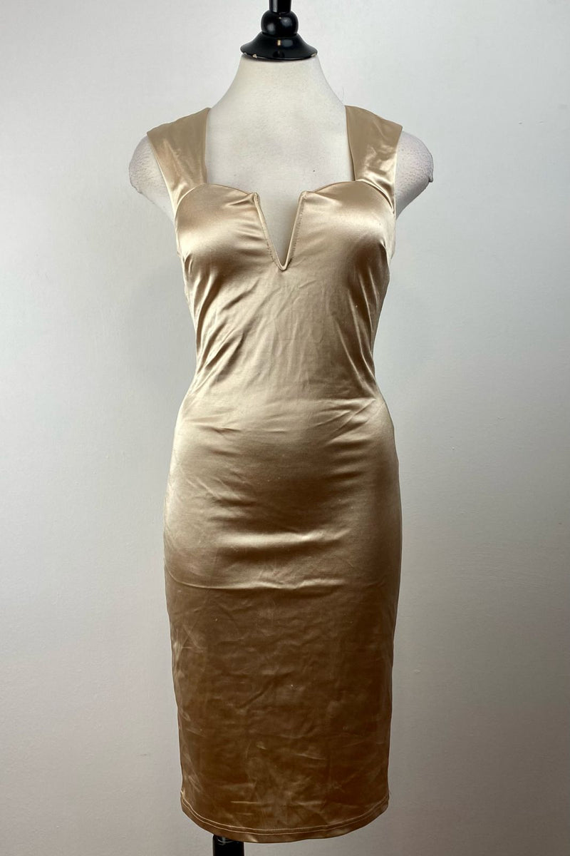 Vestido Satin Beige