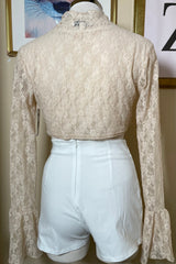 Croptop de Encaje Floreado Beige